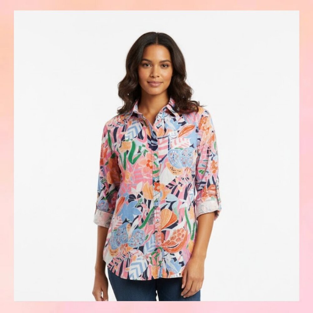 Talbots Tropical Floral Button-Down Shirt – Size Large